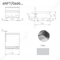 Πλατό αερίου 60εκ. με ανοξείδωτη λεία πλάκα BARON N6FTT/G603