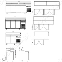 Ψυγείο πάγκος προετοιμασίας 224.2x70εκ για 12 GN 1/4 ZPZP9999 ΙΝΟΜΑΚ | Διαστάσεις